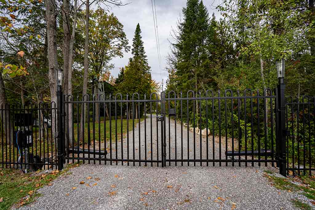 Gate entry requires a code, provided to the occupant in advance before their stay; once entered, the gate will close automatically, and the code must be entered on the keypad to exit.